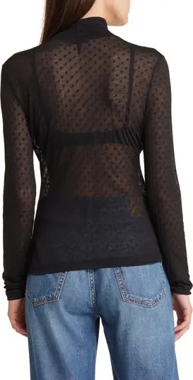 rag & bone Valencia Sheer Polka Dot Turtleneck Top | Nordstrom | Nordstrom
