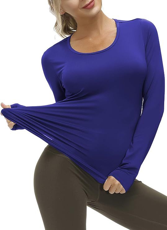 Yige Women's Long Sleeves Running Athletic Shirt Moisture Wicking Tops Crewneck Tee | Amazon (US)