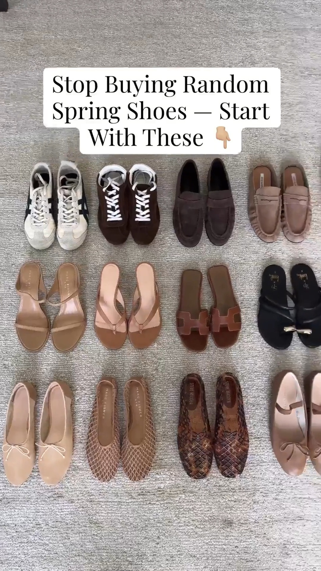 Spring shoe roundup. You should have a mix of:

Ballet flats
Loafers
Simple heeled sandals
Simple flat sandals
Minimal sneakers 
Flats - jelly, mesh, woven, netted  

Spring style, spring shoes, sandals, sneakers 

#LTKSeasonal #LTKPetite #LTKmomlife