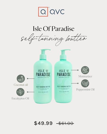Shop this Isle of Paradise self tanning butter duo! This butter duo is a great moisturizer with the appearance of added glow! It helps improve the overall tone and texture of your skin! 
Use code WELCOME20 for $20 off $40+ (first time customers) use HELLO10 for $10 off any second time customers 
@QVC #LoveQVC #ad@theIsleofParadise

#LTKsalealert #LTKSeasonal #LTKbeauty