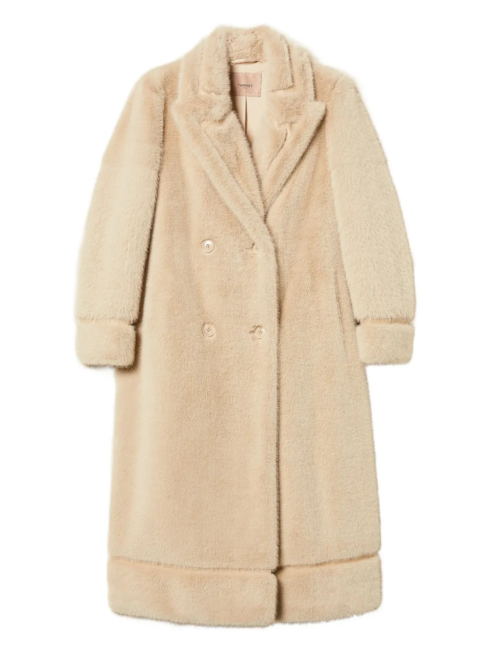 TWINSET double-breasted faux-fur coat - Neutrals | Farfetch Global