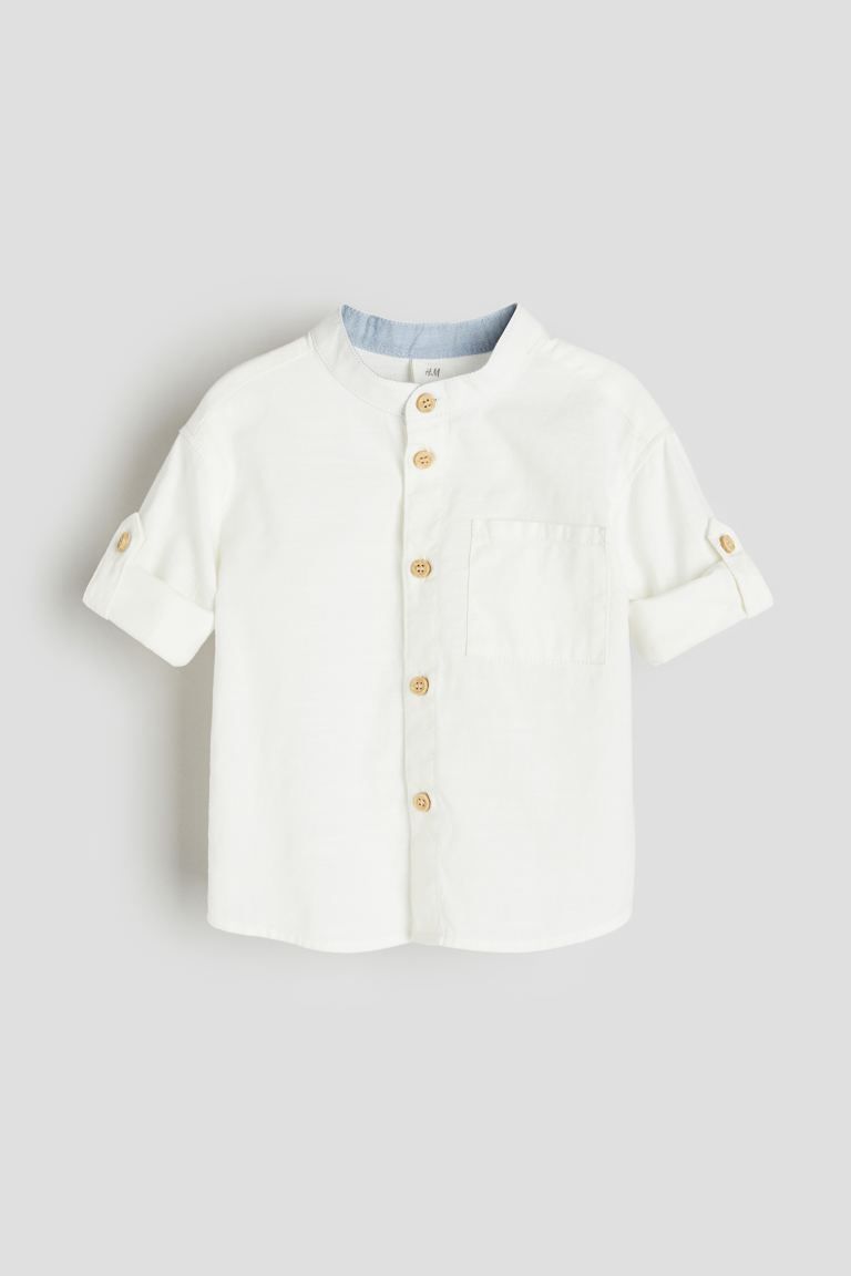 Band-collar Cotton Shirt - White - Kids | H&M US | H&M (US + CA)
