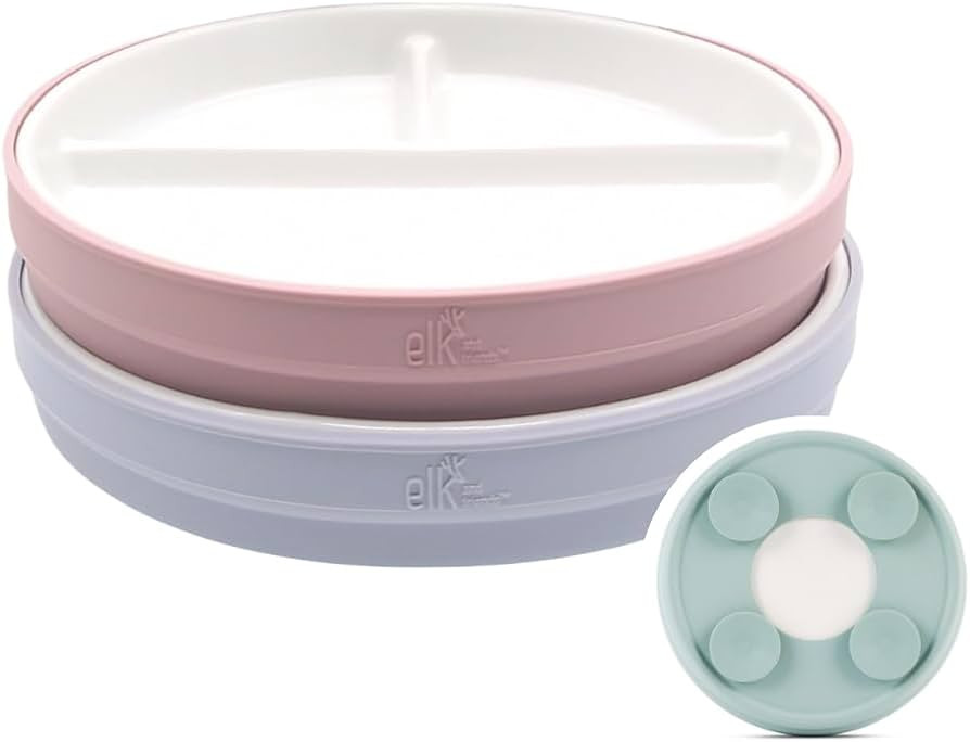 Elk and Friends Kids 7.8” Porcelain Divided Plates with Silicone Suction Sleeves | Suitable for... | Amazon (US)