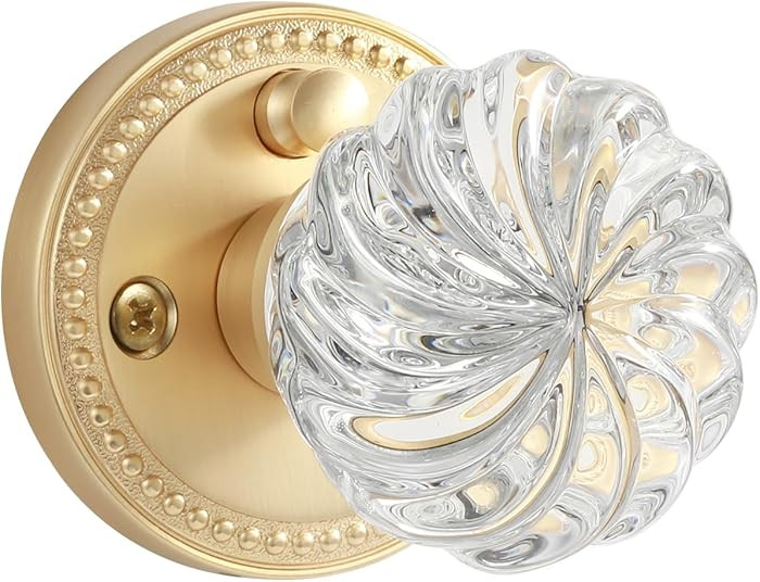 1 Pack Crystal Door Knob Gold Door Knobs Interior Satin Brass Privacy Brushed Gold Glass Door Han... | Amazon (US)