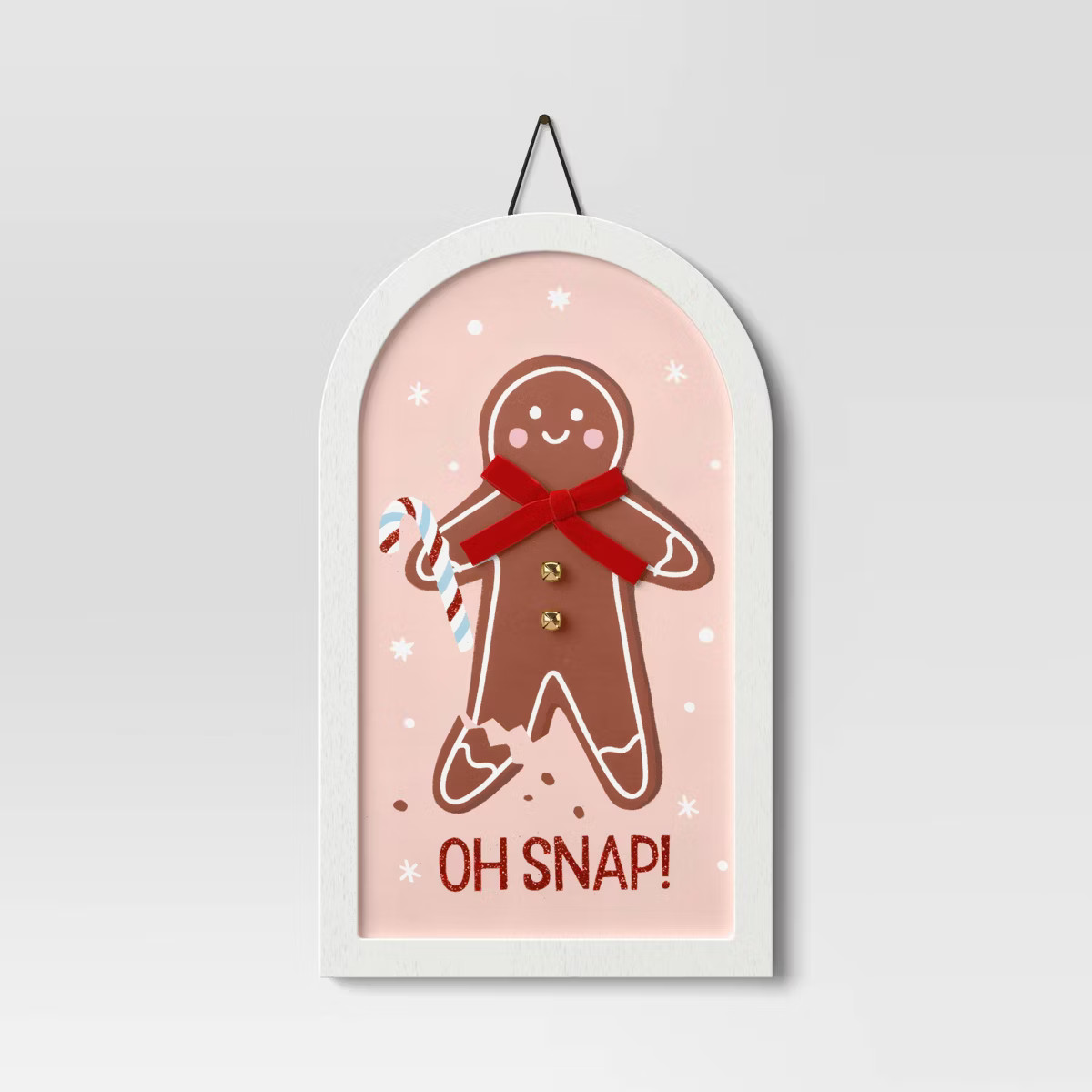 13.12"x7.75" 'Oh Snap' Gingerbread Man Christmas Wood Wall Art Pink/Brown - Wondershop™ | Target