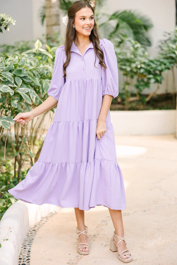 Love Found Lavender Purple Tiered Midi Dress | The Mint Julep Boutique