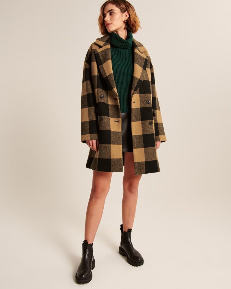 Women's Short Wool-Blend Coat | Women's Clearance | Abercrombie.com | Abercrombie & Fitch (US)