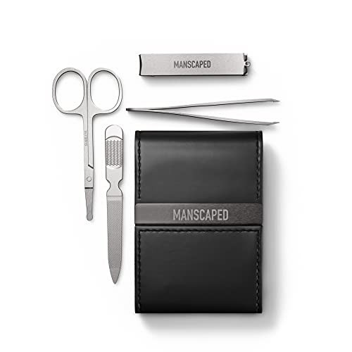 MANSCAPED® Shears 2.0 Tempered Stainless Steel Men's Nail Kit, Fingernail Clippers, Safety Scissors, Tweezers and Nail File, Travel Manicure Pedicure Set, 4-Piece Luxury Grooming Kit with Compact Case | Amazon (US)