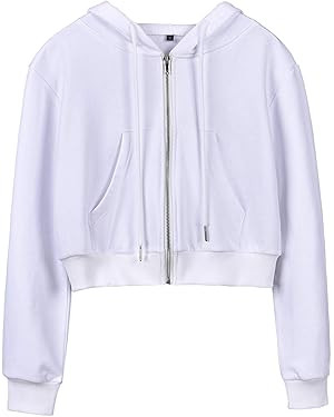 Yimoon Zip Up Hoodie Women Cropped Casual Sweatshirts Workout Long Sleeve Drawstring Hooded Jacke... | Amazon (US)