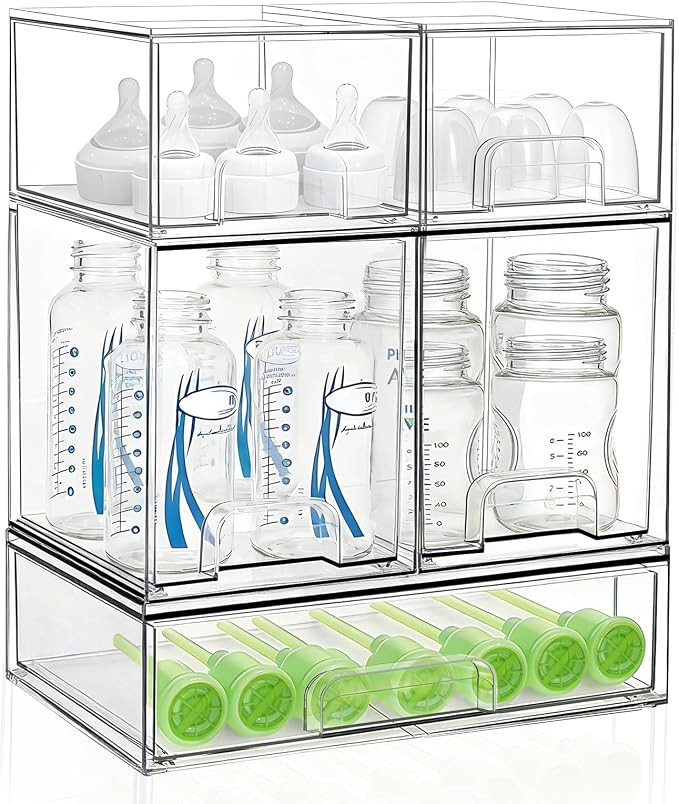 Bottle Storage Organizer Baby: Acrylic Stackable Storage Drawers | Clear Bottles Station Organize... | Amazon (US)