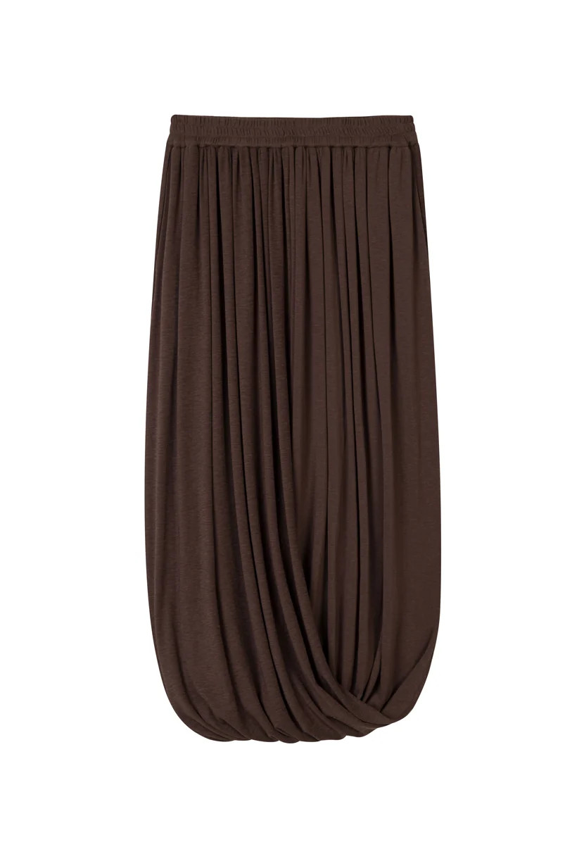 Quentin Jersey Cotton Cocoon Skirt - Chocolate | Petite Studio NYC