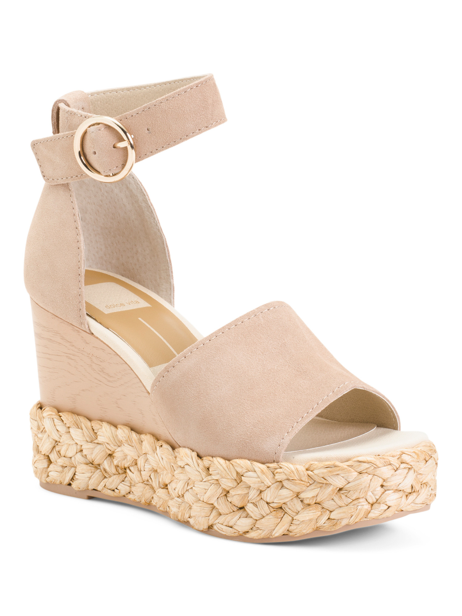 Suede Raffia Braided Wedge Espadrilles | TJ Maxx