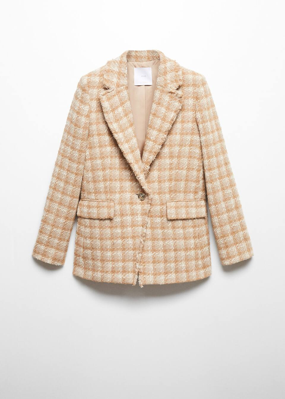 Tweed blazer with jewel button -  Women | Mango USA | MANGO (US)