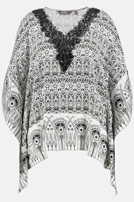 Moroccan Print Lace Accent Caftan Blouse | all Blouses | Blouses | Ulla Popken - US & CA