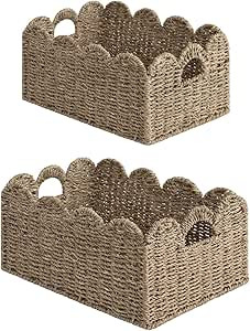 StorageWorks Scalloped Edge Wicker Basket, Scalloped Woven Basket for Organizing, Nursery Basket ... | Amazon (US)