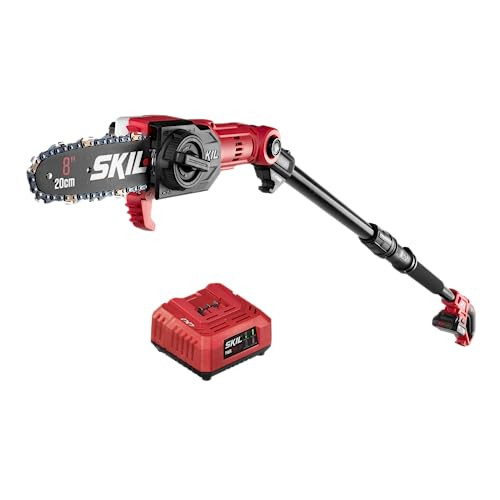 SKIL PS4563B-10 PWR CORE 20 8" 20V Pole Saw Kit, Includes with 2.0Ah Lithium Battery and Charger, Red | Amazon (US)