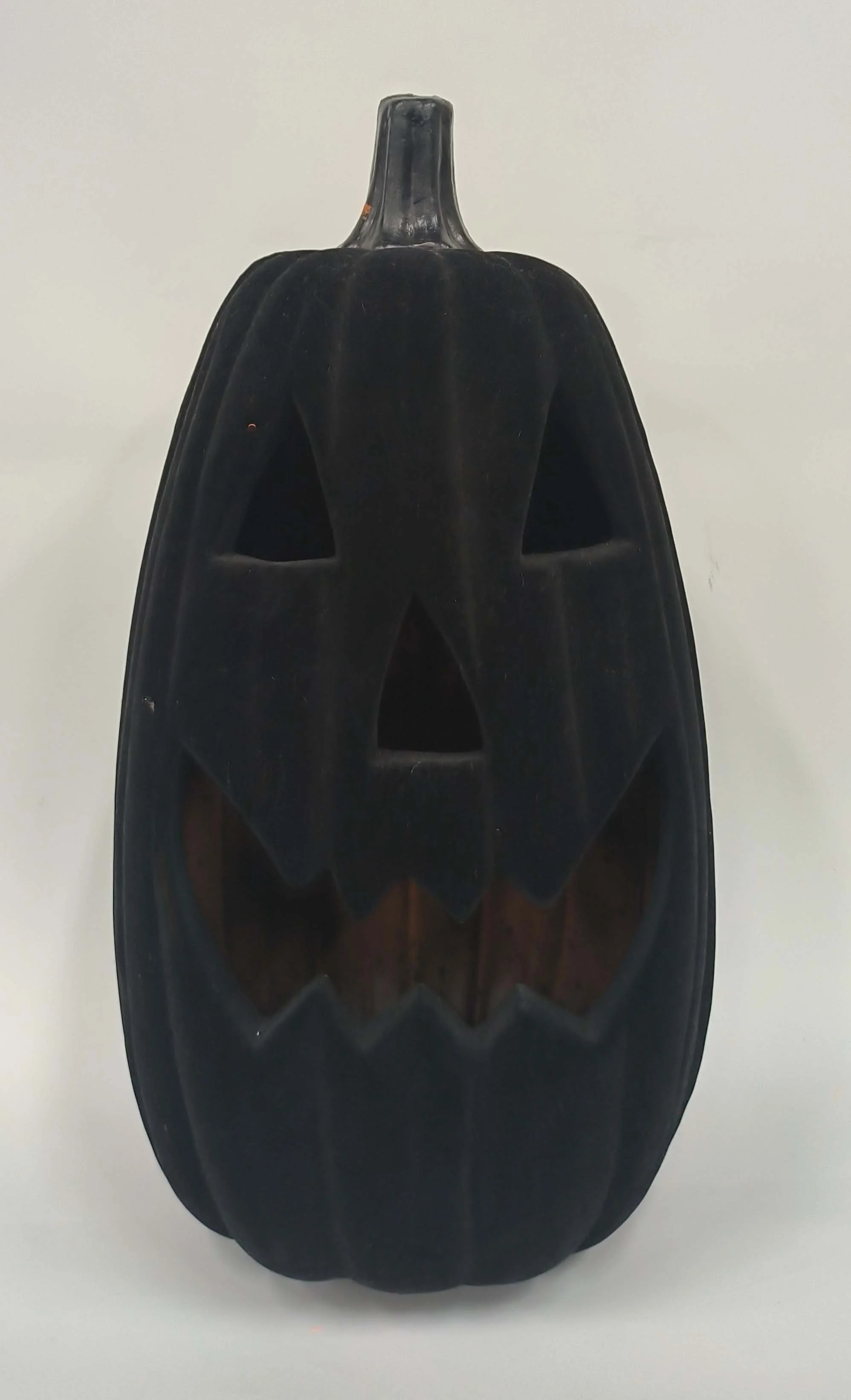 Halloween Black Flocked Light-Up Jack-o'-Lantern Decor, 22 in, by Way To Celebrate | Walmart (US)