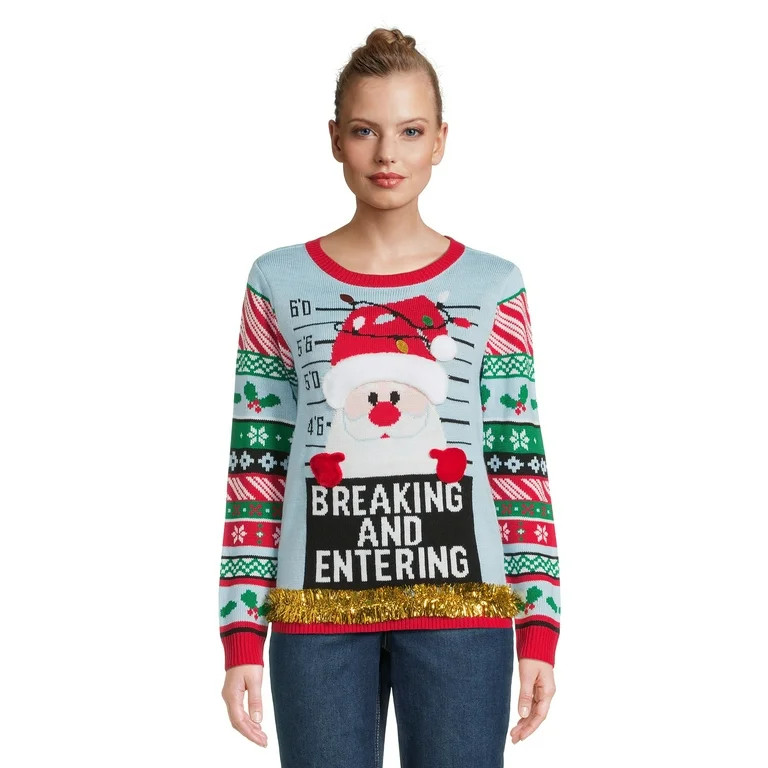 No Boundaries Juniors Christmas Sweater, Midweight, Sizes XS-XXXL | Walmart (US)