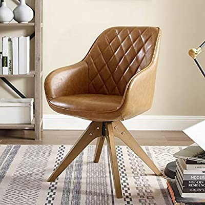 Art Leon Mid-Century Modern Leather Upholstered Swivel Accent Chair in Claybank | Amazon (US)