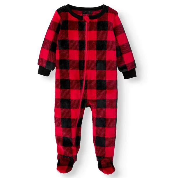 Matching Family Christmas Pajamas Baby Boy Girl Unisex Buffalo Plaid Sleeper | Walmart (US)