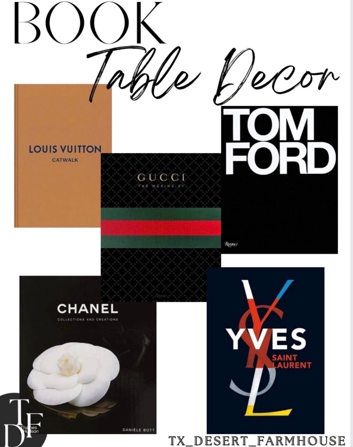 Book Table Decor

#tabledecor #shelfdecor #bookshelf #coffeetabledecor #coffeetable #homedecor #homeinterior #fashionbooks #moderndecor #luxurybrands #ysl #gucci #louisvuitton #chanel #tomford #modernhomedecor

Louis Vuitton: The Complete Fashion Collections (Catwalk)

Tom Ford

Chanel: Collections and Creations

Yves Saint Laurent

GUCCI: The Making Of

#LTKstyletip#LTKFindsUnder100 

#LTKHome #LTKMothersDay #LTKstorytime