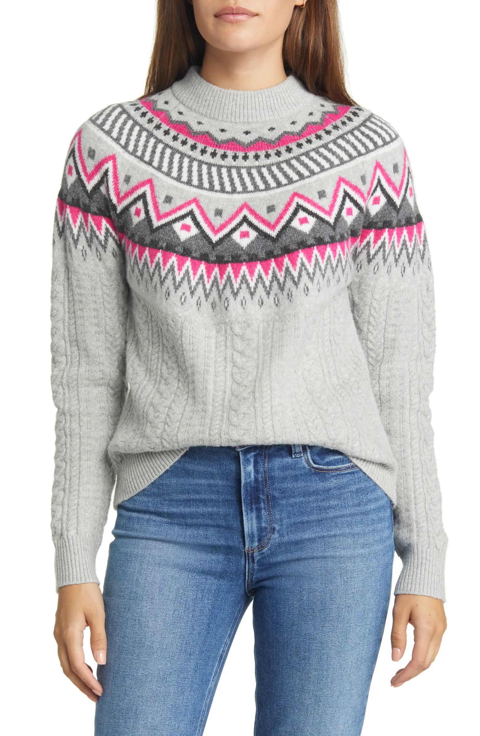 Fair Isle Cable Knit Sweater | Nordstrom