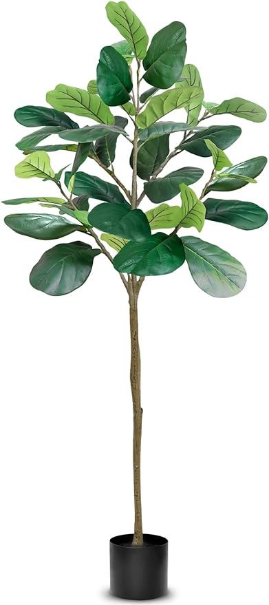 TURNMEON 6FT Tall Fiddle Fig Tree Artificial Ficus Lyrata Plants 72 Inch with Large Lifelike Faux... | Amazon (US)