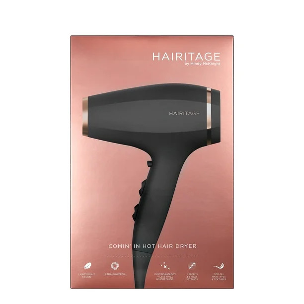 Hairitage Comin' In Hot Hair Dryer |1875 Watts Ionic Hair Dryer for Frizz Control & Shine | Power... | Walmart (US)