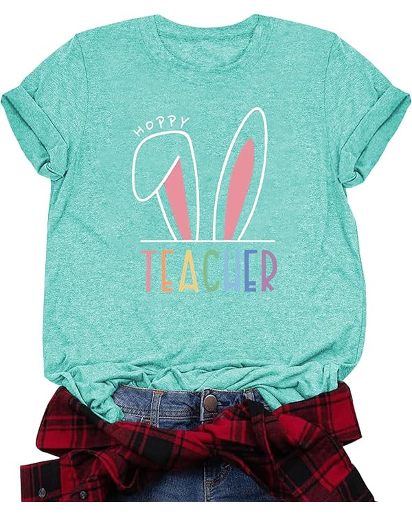 2025 Happy Easter Shirts for Women Funny Bunny Carrots Graphic Shirt Easter Tee Tops | Amazon (US)
