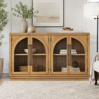 4-Door Large Storage Sideboard Buffet Cabinet with Glass Doors | Wayfair North America