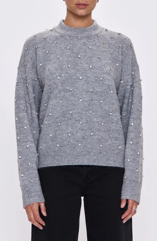 Pistola Aura Rhinestone Crewneck Sweater in Charcoal Diamonte at Nordstrom, Size Small | Nordstrom