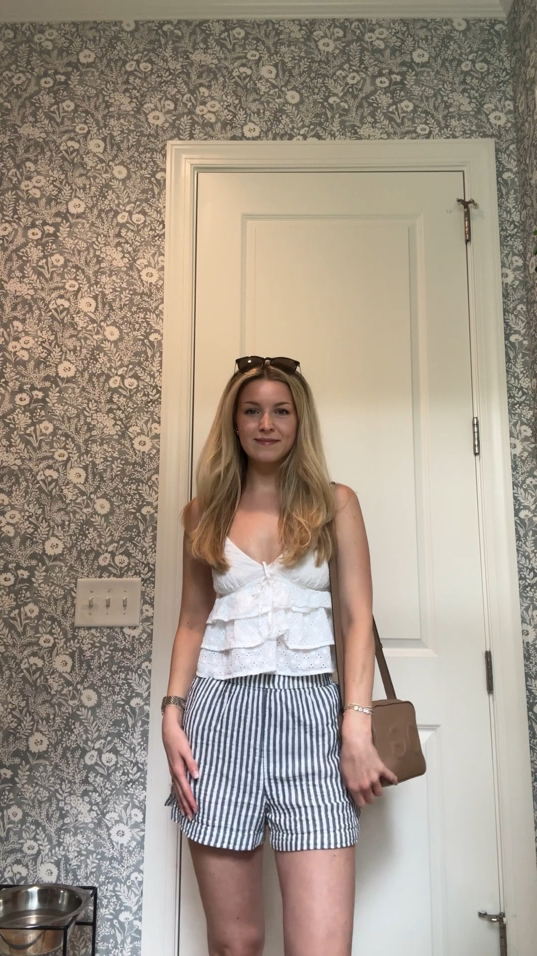 Wearing an xs in eyelet babydoll top (linked similar also from Hollister) and xs in striped linen-like shorts. Shorts are very roomy, so size down if between sizes  

Perfect summer outfit for the beach or just running around town like me today 😊

#LTKFindsUnder50