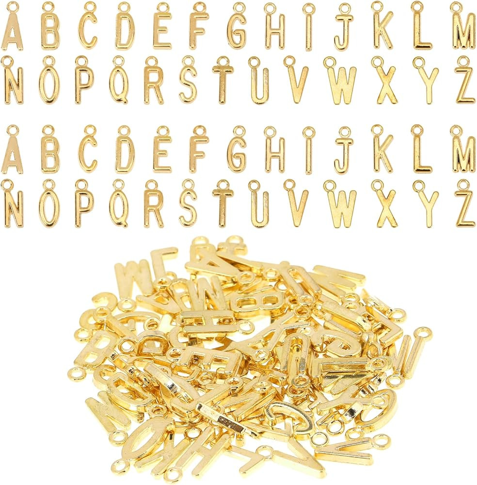KALIONE 104 Pieces A-Z Alphabet Letter Charms, Jewelry Charms for Making Jewelry, Alloy Spacer Be... | Amazon (US)