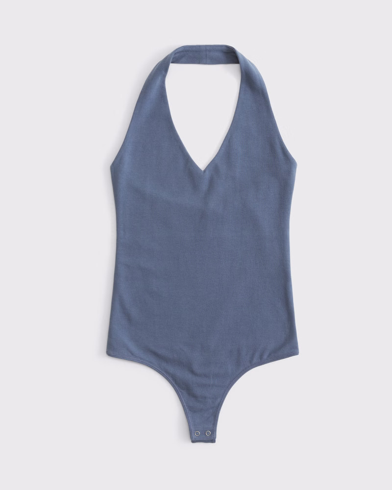 Cotton-Blend Seamless Fabric Halter Bodysuit | Abercrombie & Fitch (US)