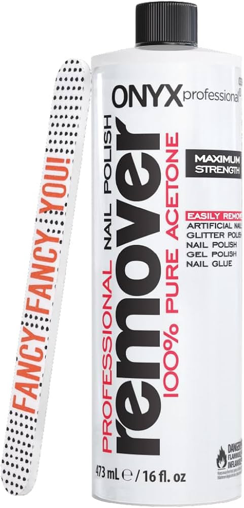 Onyx Professional 100% Pure Acetone Nail Polish Remover Kit with 7 inch Nail File, 16 fl oz - Mad... | Amazon (US)