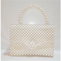 Galeries Lafayette Paris 60S Italy Double Handbag With White Beads - Vintage Pearls Bag Handle Super | Etsy (US)