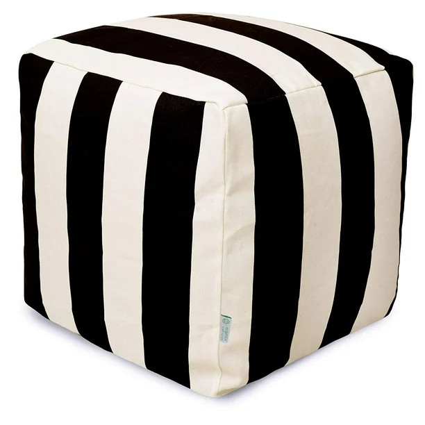 Majestic Home Goods Vertical Stripe Indoor/Outdoor Ottoman Pouf Cube | Walmart (US)