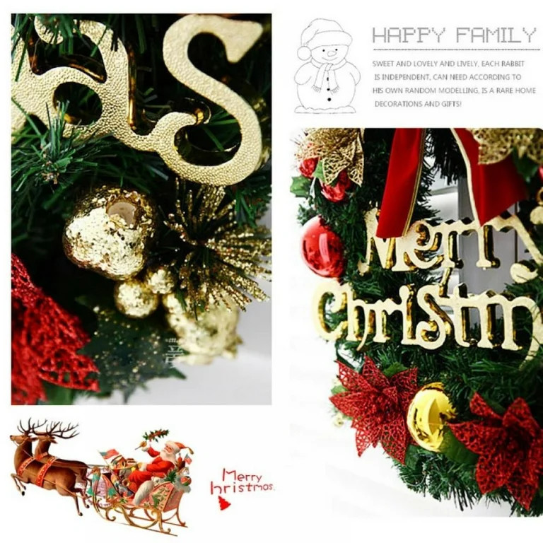 Christmas Wreath Merry Christmas Front Door Ornament Wall Artificial Pine Garland Outdoor Christm... | Walmart (US)