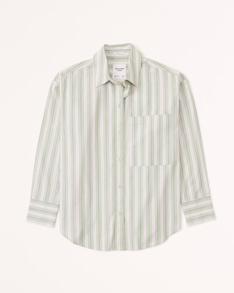 Oversized Poplin Button-Up Shirt | Abercrombie & Fitch (US)