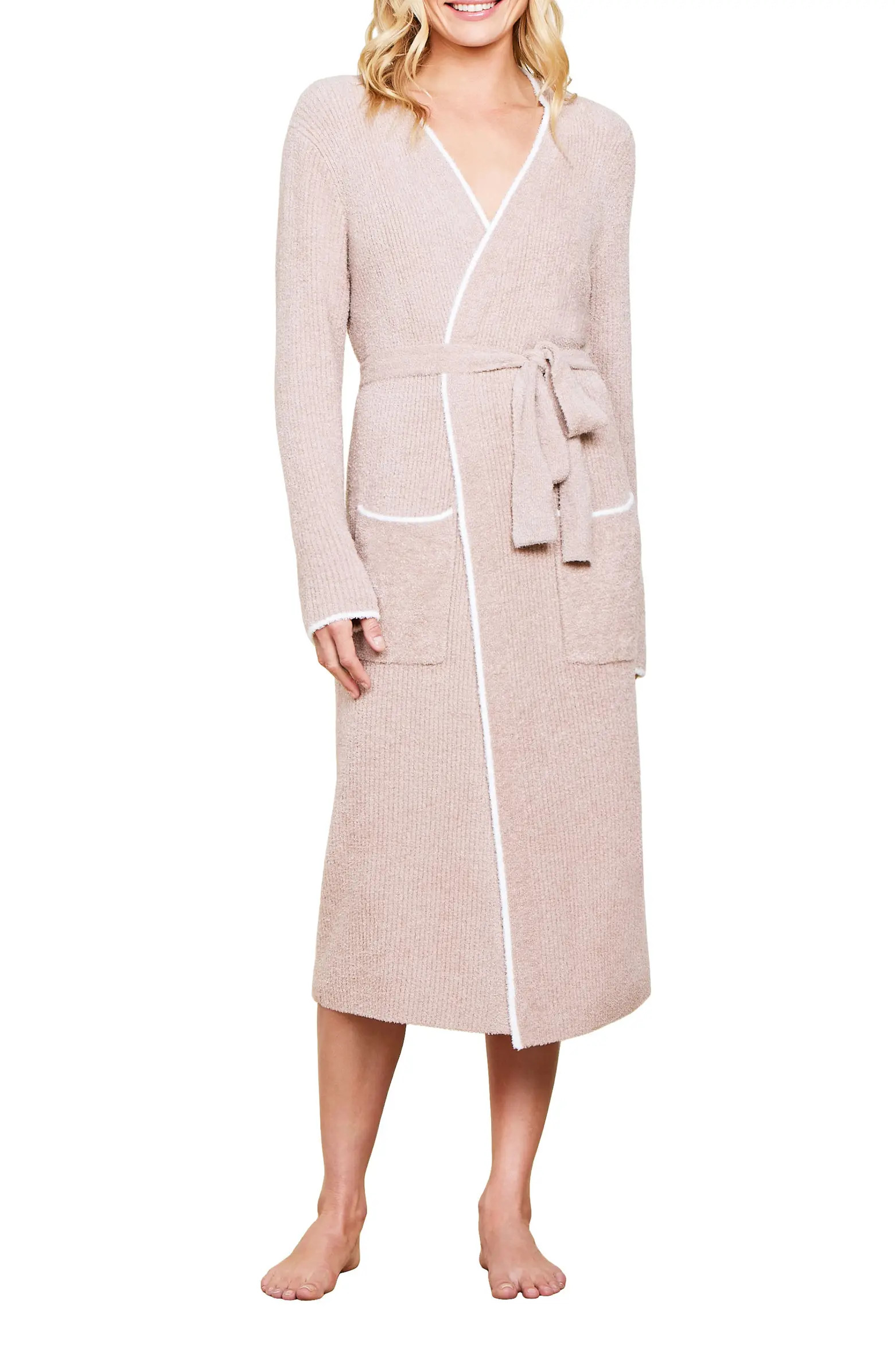 Barefoot Dreams® CozyChic™ Lite® Contrast Stripe Ribbed Robe | Nordstrom | Nordstrom