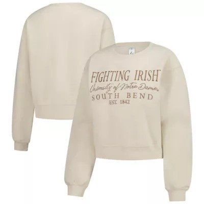 ZooZatz Women's NCAA Sand Notre Dame Fighting Irish Cropped Crewneck Sweatshirt, Medium | Belk