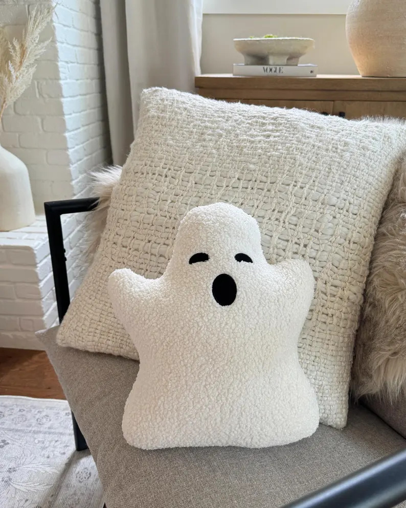 Handmade Sherpa Ghost Pillow: Halloween Decor, Cozy Throw Pillow For Fall - SHIPS FAST! | Etsy (Global)