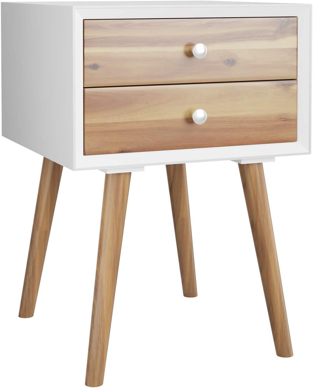 KOTEK Nightstand with 2 Drawers, Wooden End Table Couch Sofa Side Table w/Drawers, Accent Side Ta... | Amazon (CA)