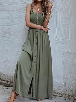 Floerns Women's Leopard Print Tie Strap Summer Cami Maxi Dress | Amazon (US)