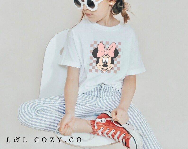 Kids Graphic Tee - Kids Disney Shirt - Kids Minnie Checkered - Minnie Mouse | Etsy (US)