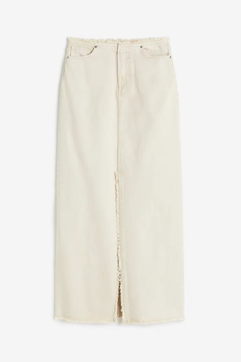 Raw-edge denim skirt | H&M (UK, MY, IN, SG, PH, TW, HK)