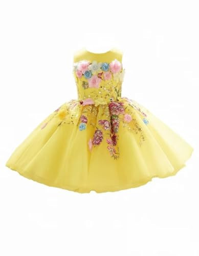Floral Embroidered Girls Dresses Teen Girl Dresses Yellow Girls Party Dresses for Party Tull Lace Applique Flower Girl Dress for Wedding 2026 | Amazon (US)