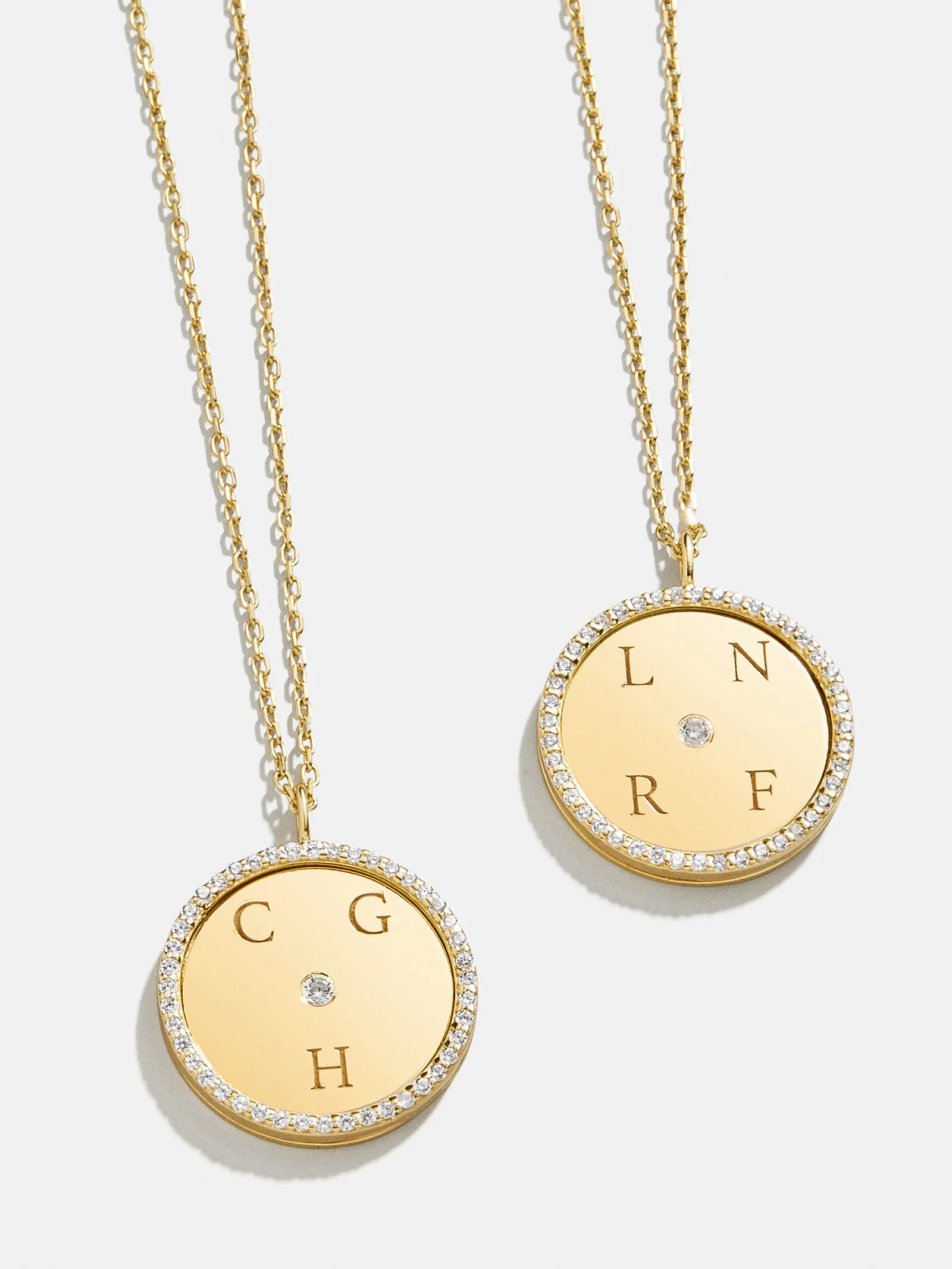 Classic 18K Gold Custom Medallion Necklace - Gold/Pavé | BaubleBar (US)