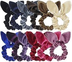 12 Pack Hair Scrunchies Velvet Scrunchy Bobbles Elastic Hair Bands (12pcs mix bunny velvet scrunchie | Amazon (US)