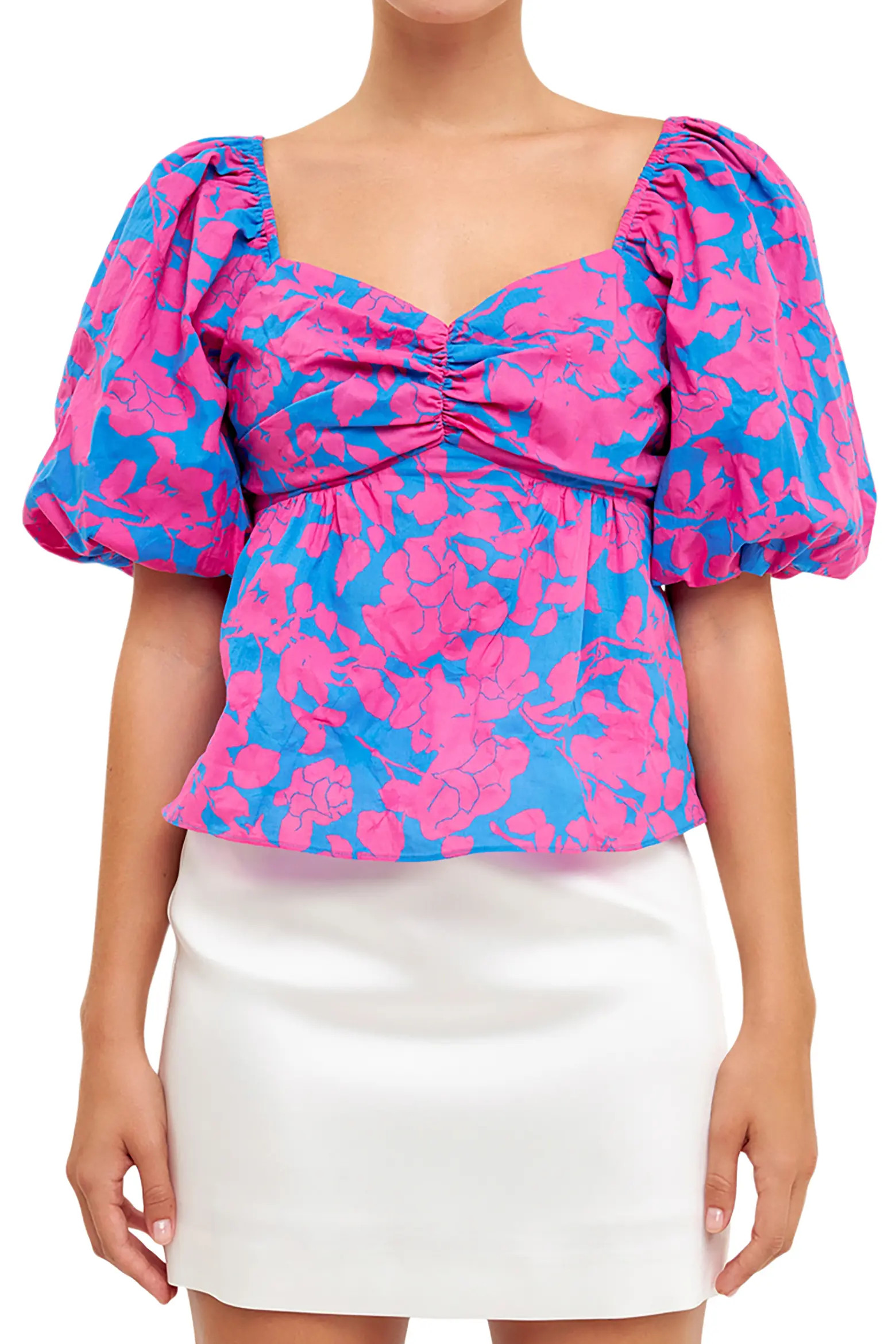 Free the Roses Floral Bow Back Puff Sleeve Blouse (Women) | Nordstrom | Nordstrom